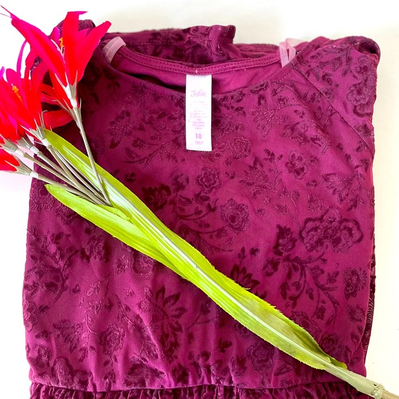 Justice laced armed burgundy dress!!! - Picture 2 of 4